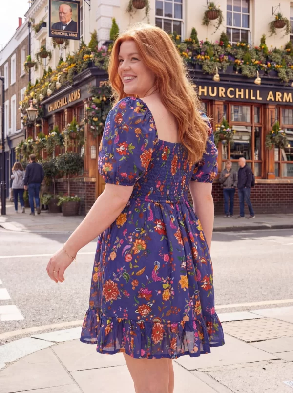 The Navy Bloom Short Dress - Petite & Curvy